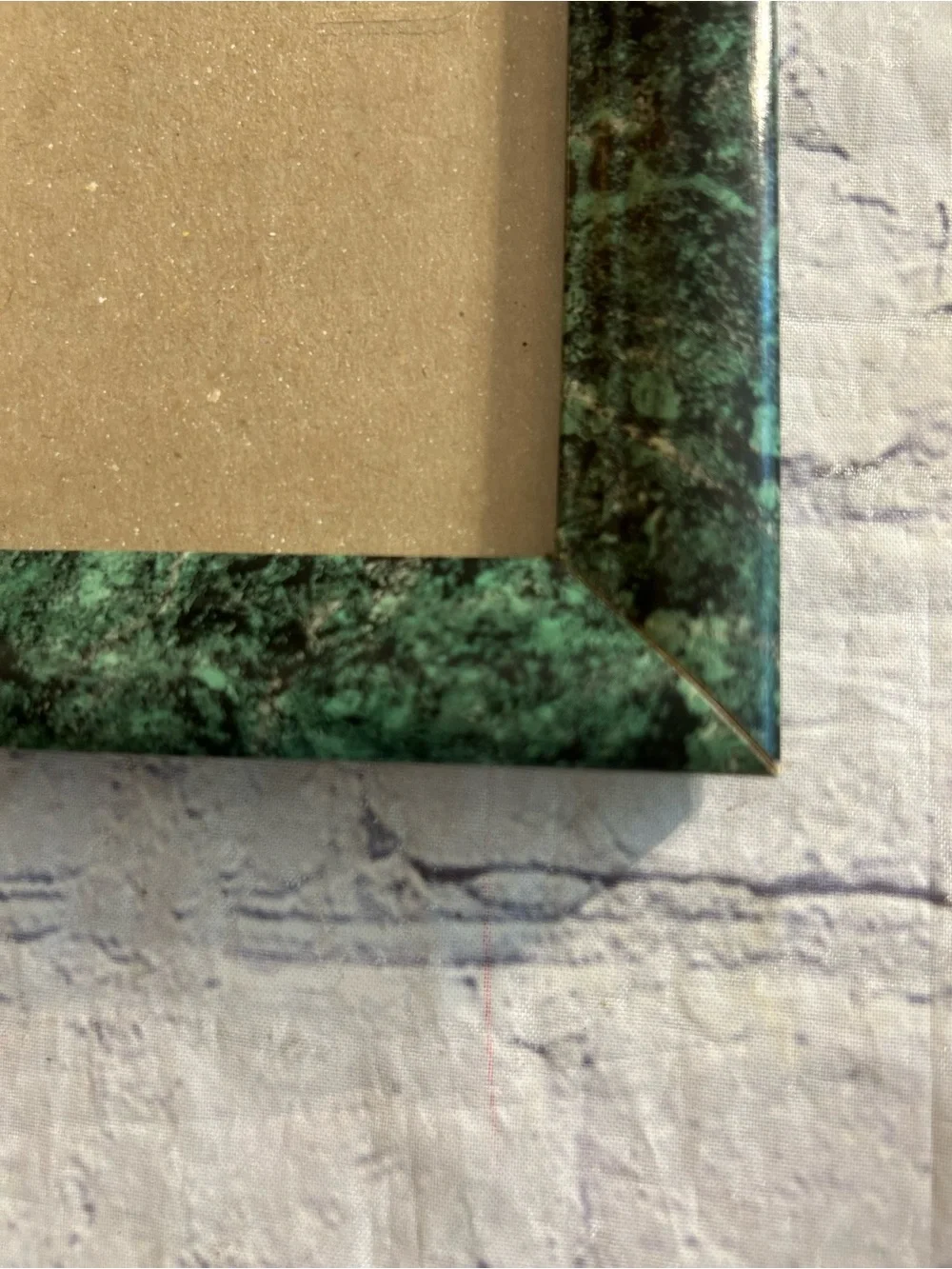 INTERCRAFT VTG DARK GREEN FAUX MARBLE PICTURE FRAME